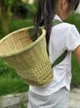 复古竹编采摘儿童背篓制品