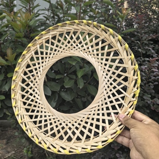 舞蹈手工竹编斗笠帽舞台道具彩色镂空花朵帽子跳舞成人广场舞儿童