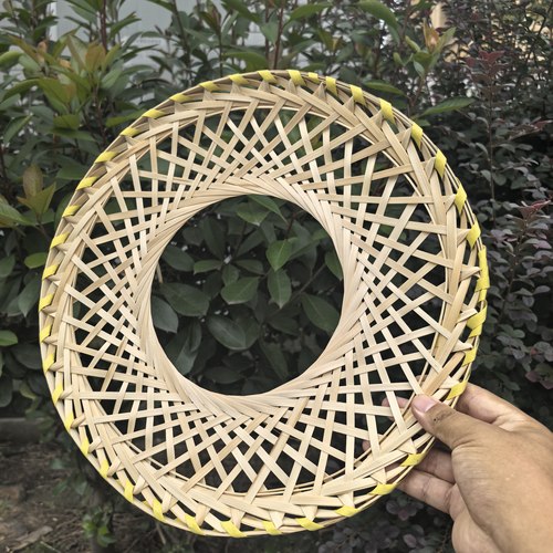 舞蹈手工竹编斗笠帽舞台道具彩色镂空花朵帽子跳舞成人广场舞儿童