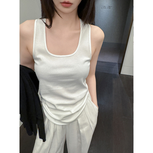 ZONOPOEM白色U领吊带背心女基础修身 纯色显瘦外穿打底上衣女1070