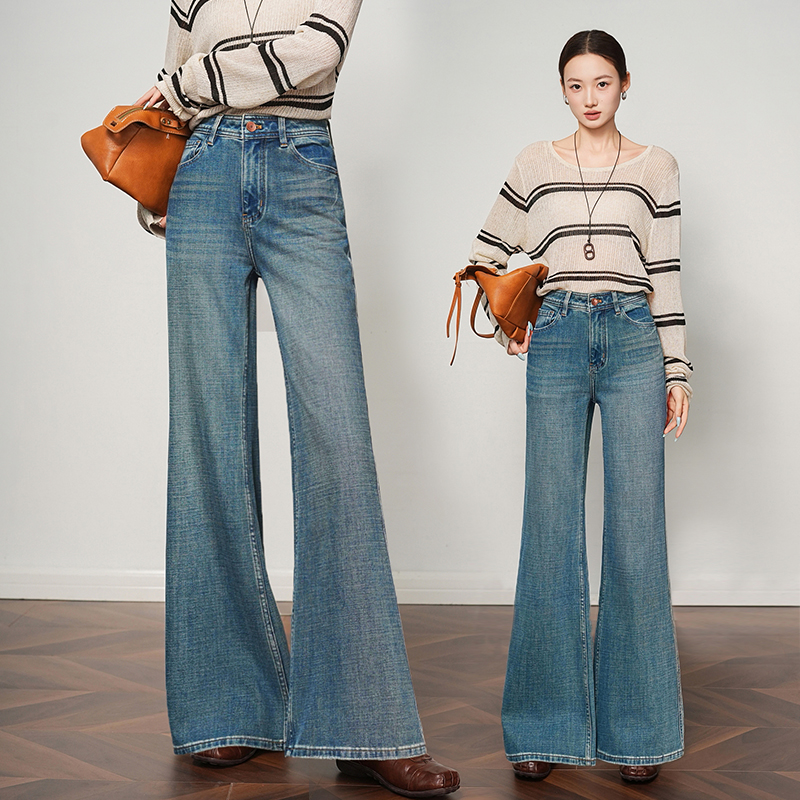 zonopoem佐奴诗【胡可专属超模裤】不贴腿高腰直筒微喇牛仔裤女