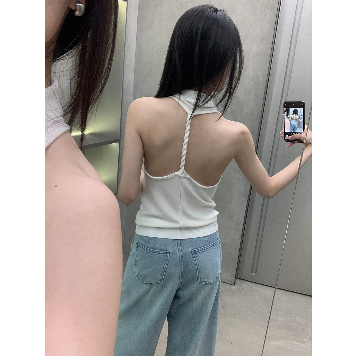 ZONOPOEM夏季薄款荡领露背设计高级感上衣女2025新款爆款6398