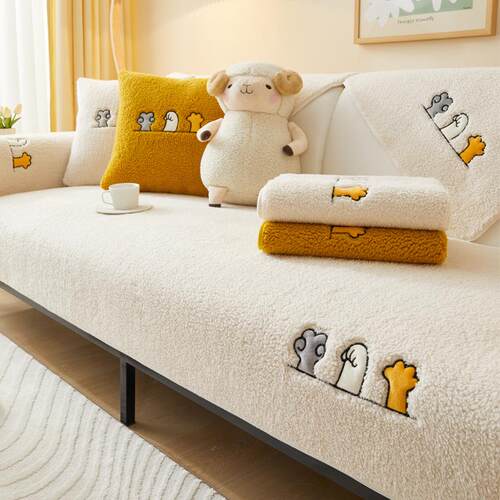 冬季加厚羊羔毛沙发垫