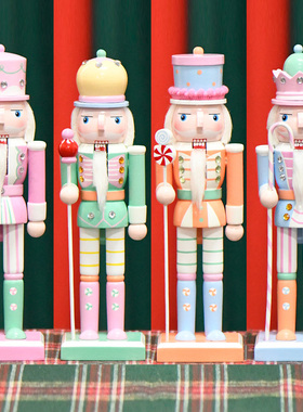 木质胡桃夹子糖果色新款士兵摆件