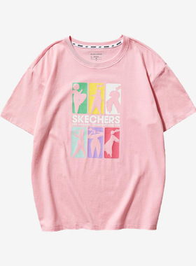 斯凯奇女子正品针织短袖T恤断码特价L221W268-0093