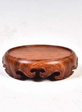 实木玉器紫砂茶壶奇石圆形底座