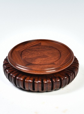 圆形实木底座花盆紫砂壶古玩古董