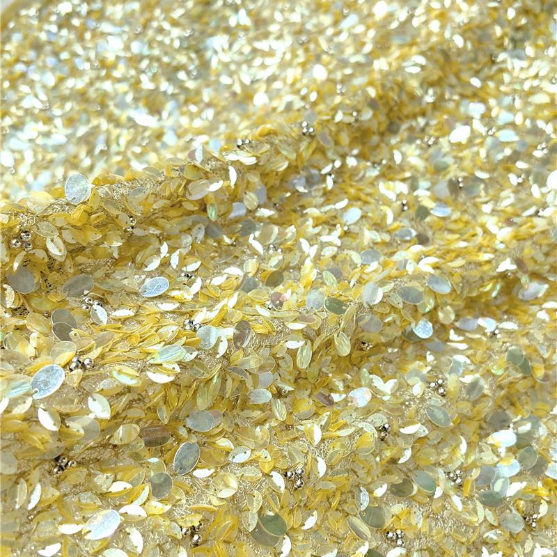 进口高定手工珠片礼服面料 重工刺绣 钉珠布料 ELIE SAAB御用工厂