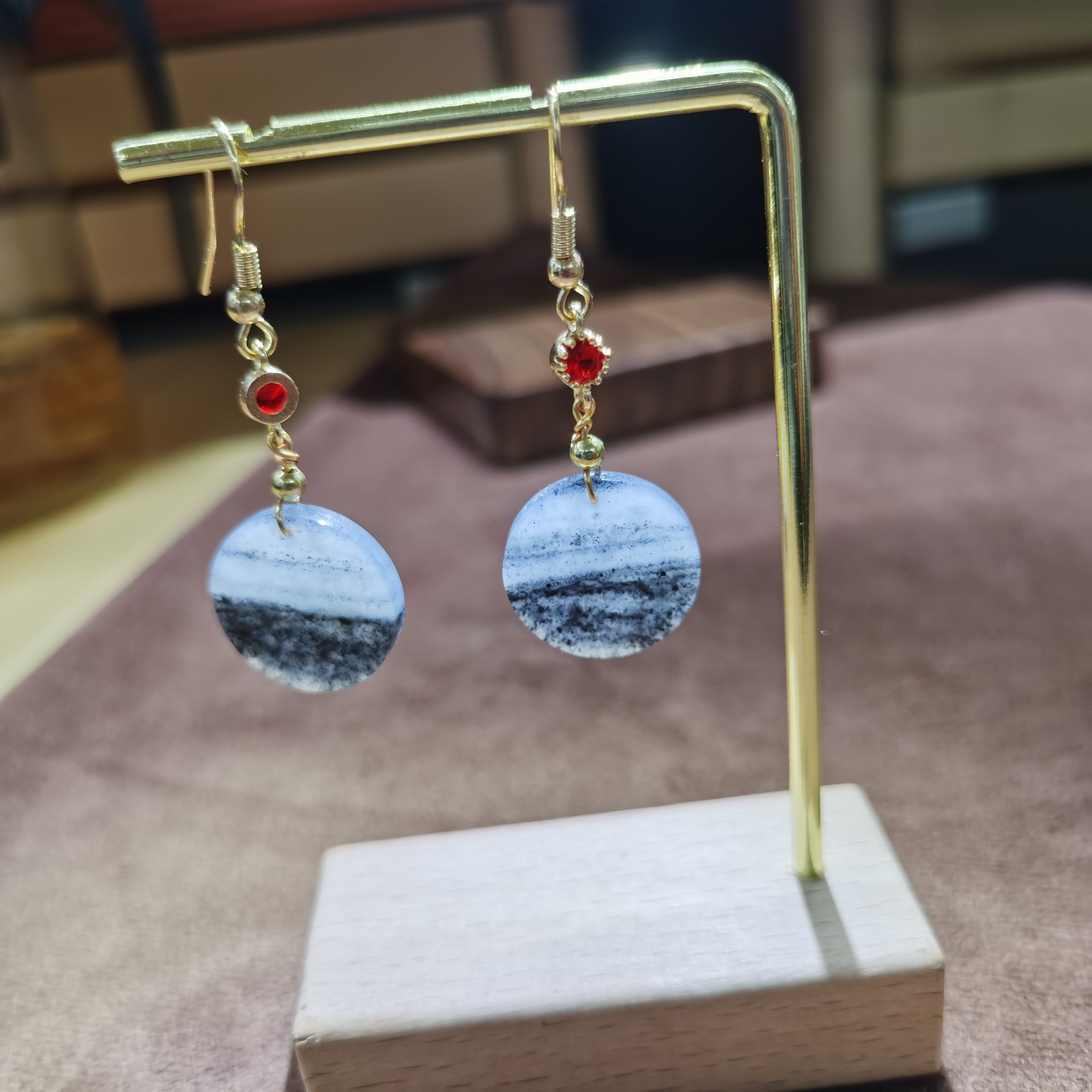 新疆和田玉青花籽料黑白意境圆片耳钩耳坠耳饰礼品,珠宝/钻石/翡翠,耳饰,淘宝优惠券,粉丝福利购,淘宝优惠卷