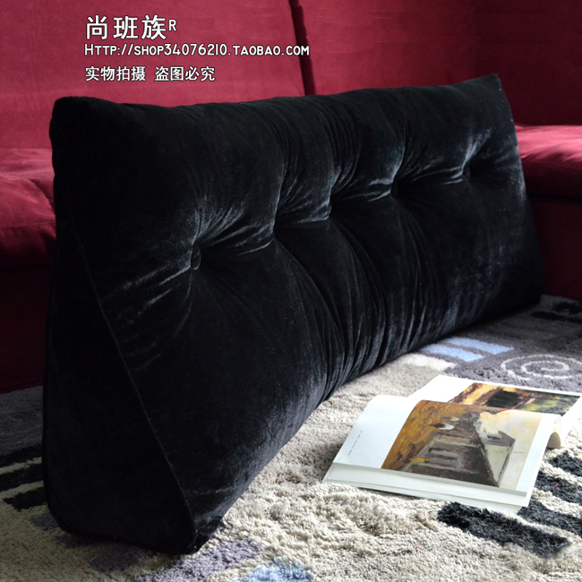 免邮尚班族可定制大号黑色防撞床头软包靠枕沙发三角靠背飘窗靠垫