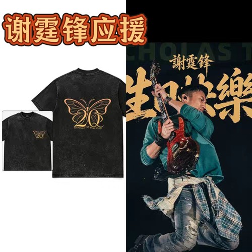 谢霆锋Evolution进化20年×蝴蝶应援水洗做旧重磅短袖T恤男女