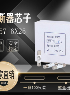 陶瓷保险丝R055 R054 R057 R058熔芯管6*25 13A 15A16A20A25A 30A