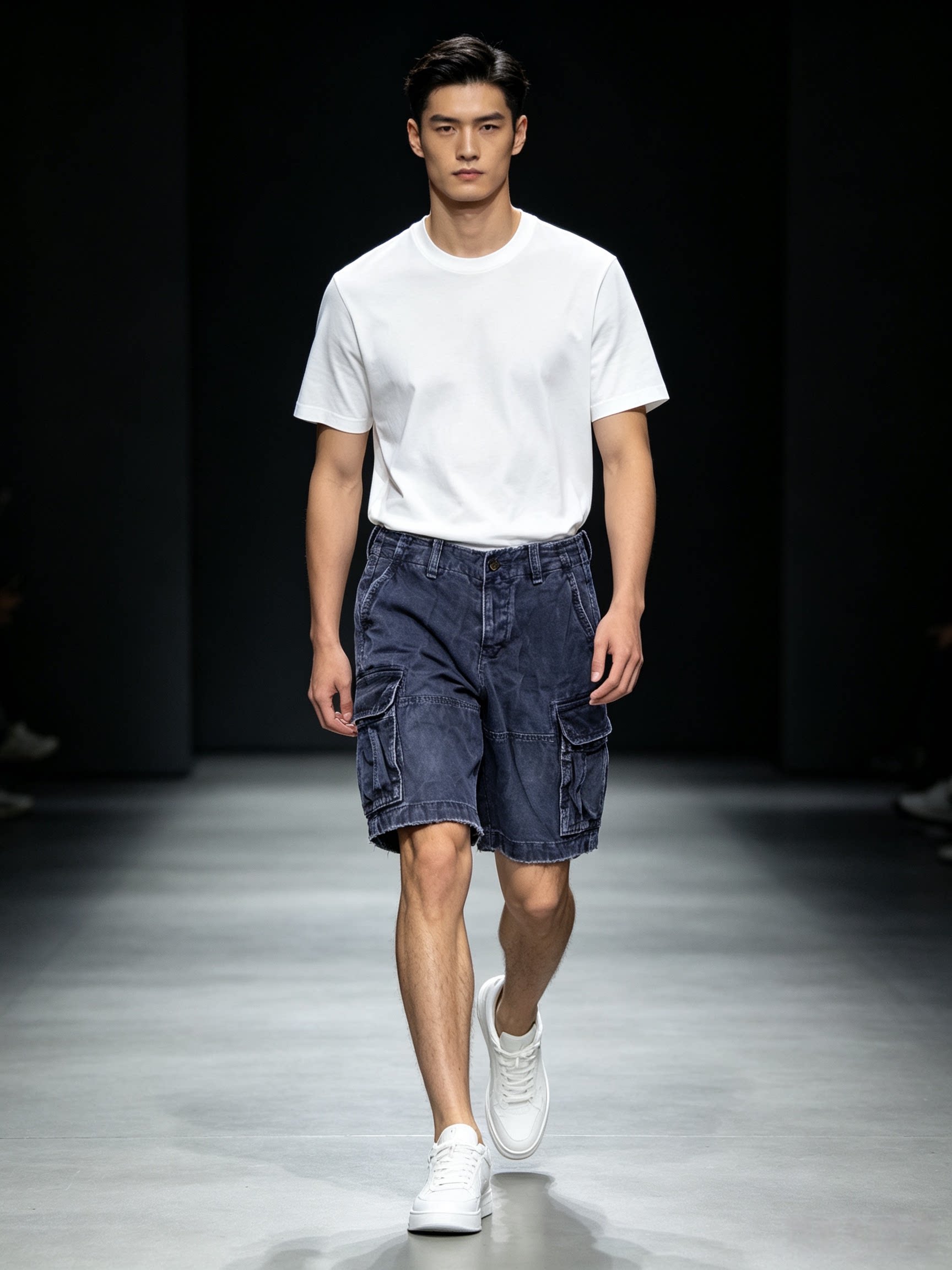 现货Abercrombie&Fitch美国正品男装深蓝色多口袋休闲短裤