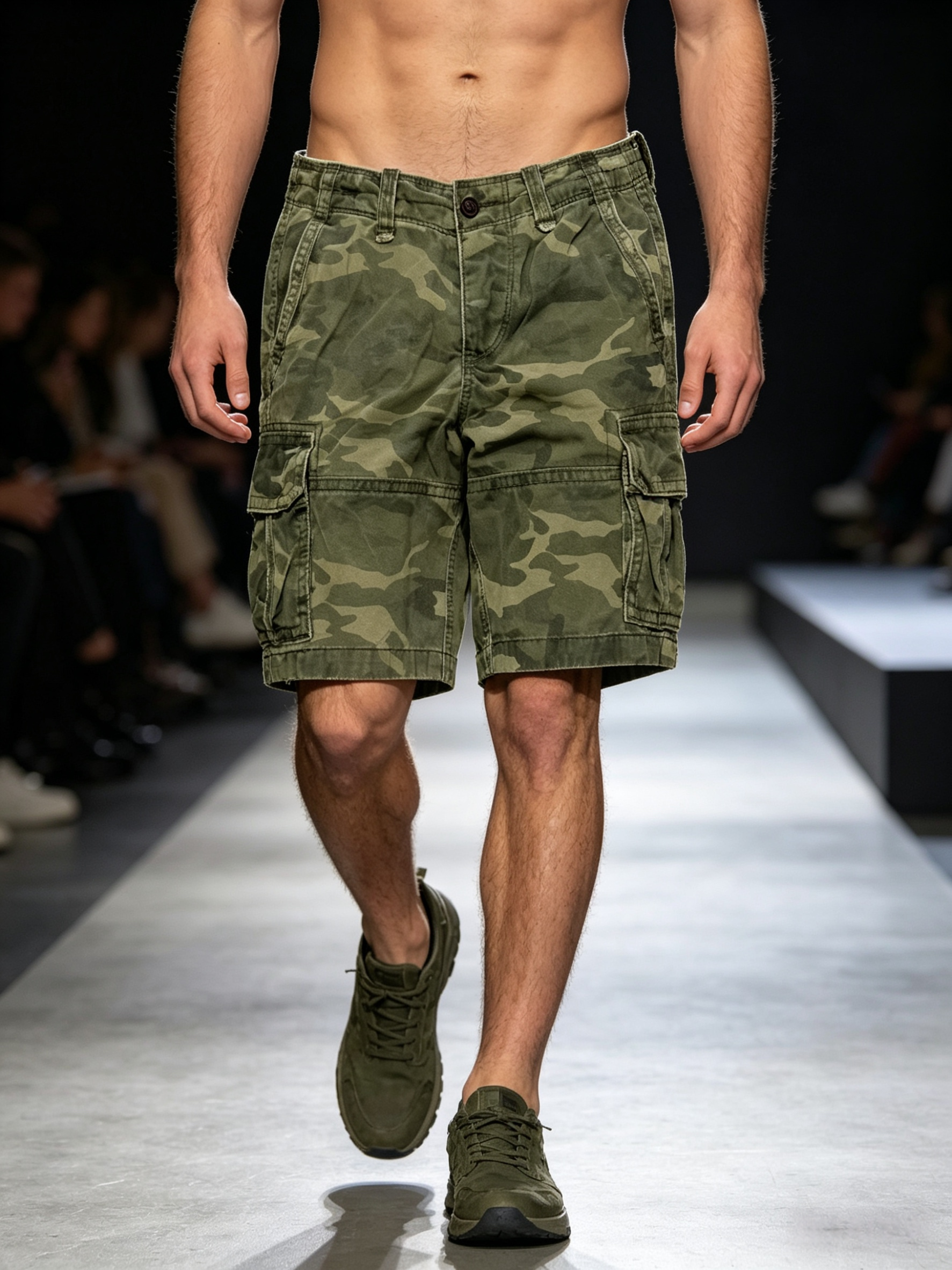 国内现货Abercrombie&Fitch美国正品男装短款多口袋迷彩休闲短裤