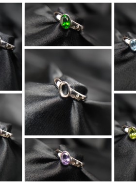 S925银戒指个性不对称女椭圆简约