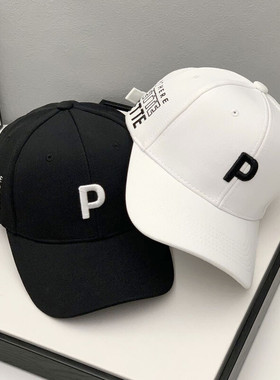 2022年新款P字母帽子男士帅气鸭舌帽女显脸小韩版棒球帽休闲百搭