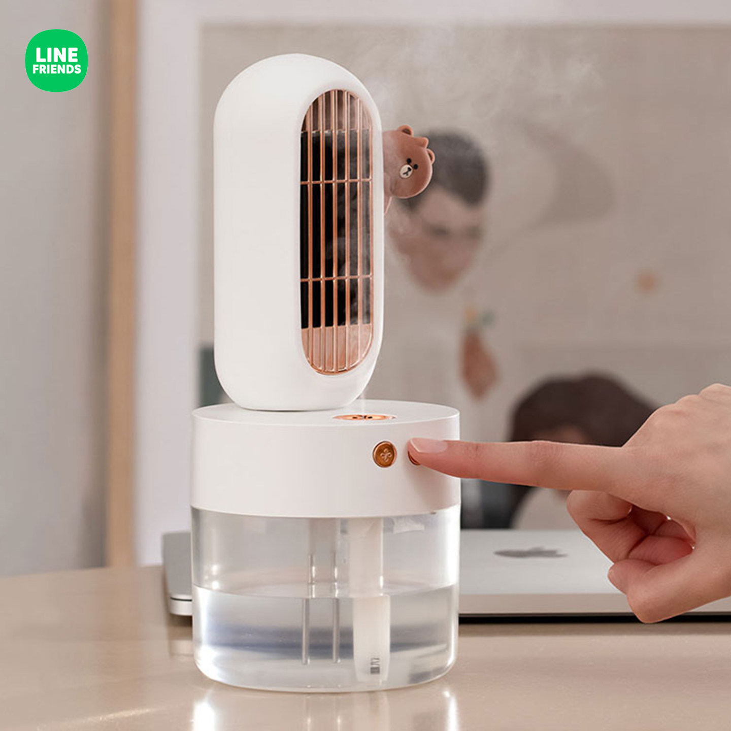 【正品清仓】LINE FRIENDS加湿器风扇三档喷雾大风力小夜灯制冷扇