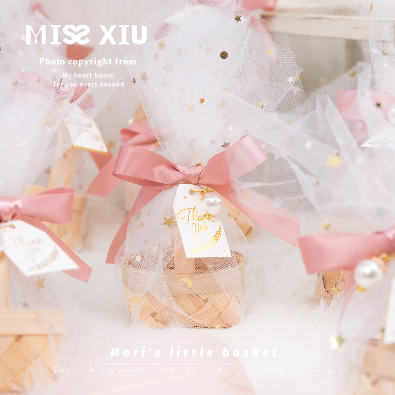 MISSXIU[春樱]男女宝宝生日满月周岁喜糖盒粉色糖果盒空盒小篮子