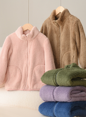 特300g克舒棉绒A类儿童保暖外套男女童双面绒开衫180大童秋冬童装