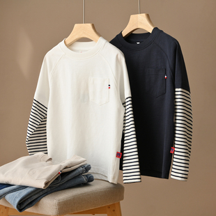 32支精梳竹节纱 170大童 A类 儿童假两件长袖男女童打底衫 春秋款