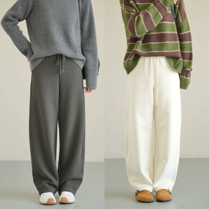 520g 女士简约羊毛裤  直筒长裤 基础百搭休闲裤  女装 秋冬款