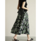 中长款 女士60支全棉A字伞裙 裙子 夏款 法式 女装 复古碎花半身裙