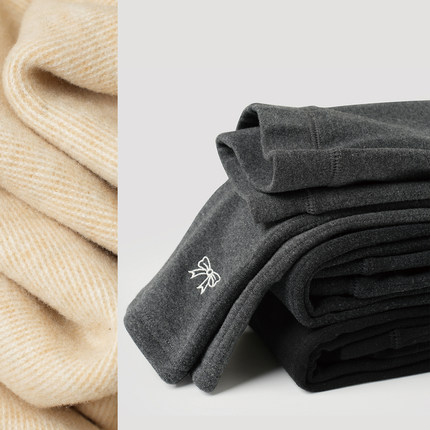 儿童双层加绒裤 女童蝴蝶结弹力修身保暖打底长裤 170中大童 冬款