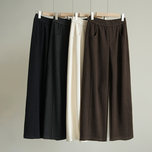 宽松百搭毛呢长裤 女士醋酸羊毛弯刀裤 子 秋冬款 500g 女装 厚实