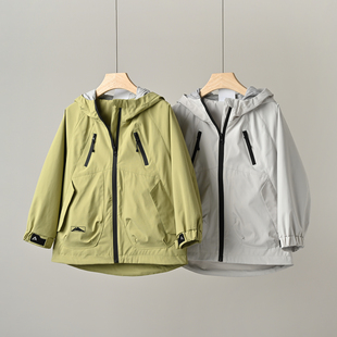 童装 儿童连帽外套 春秋款 170大童上衣 男女童棉汗布内里风衣外套