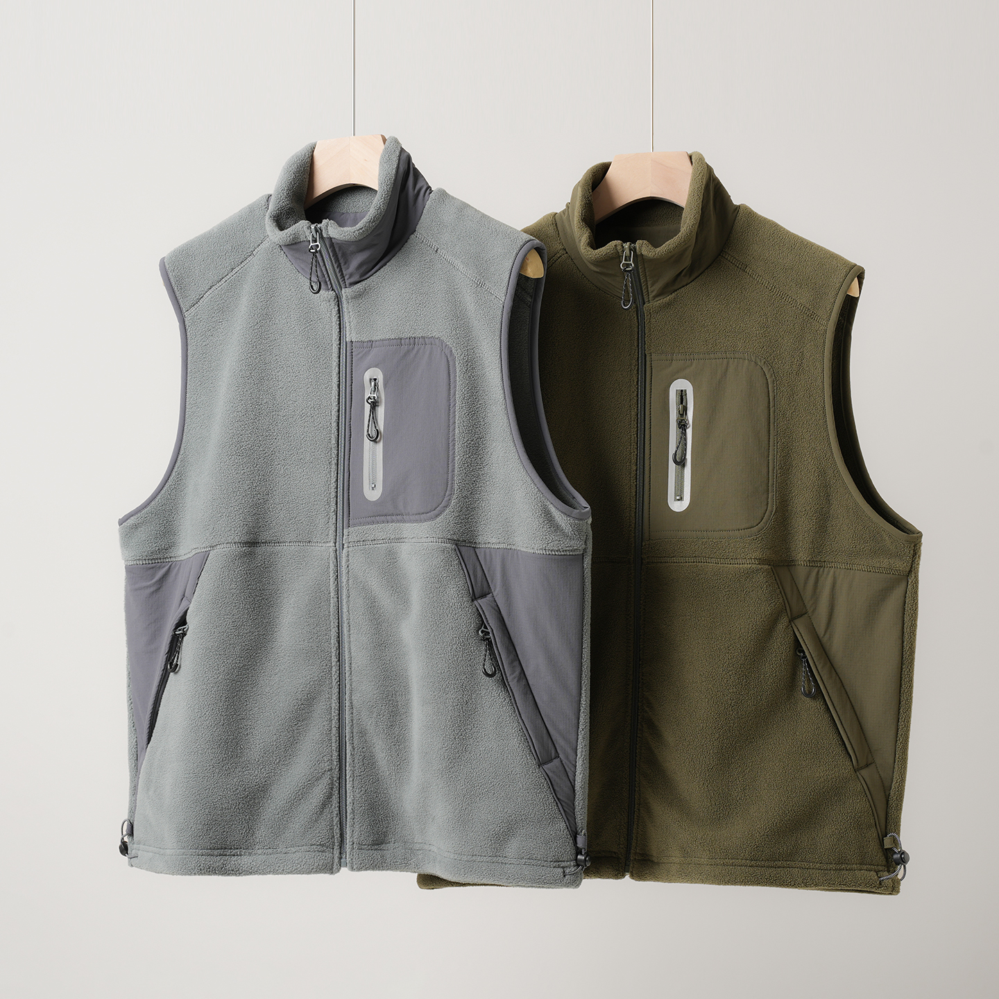 情侣款双面摇粒绒立领马甲坎肩