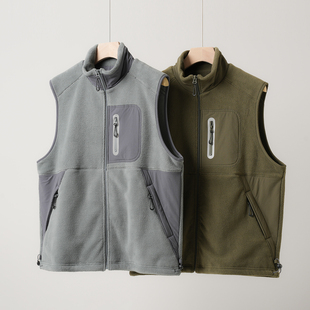 女士休闲宽松保暖坎肩青少年可穿 男士 情侣款 双面摇粒绒立领马甲