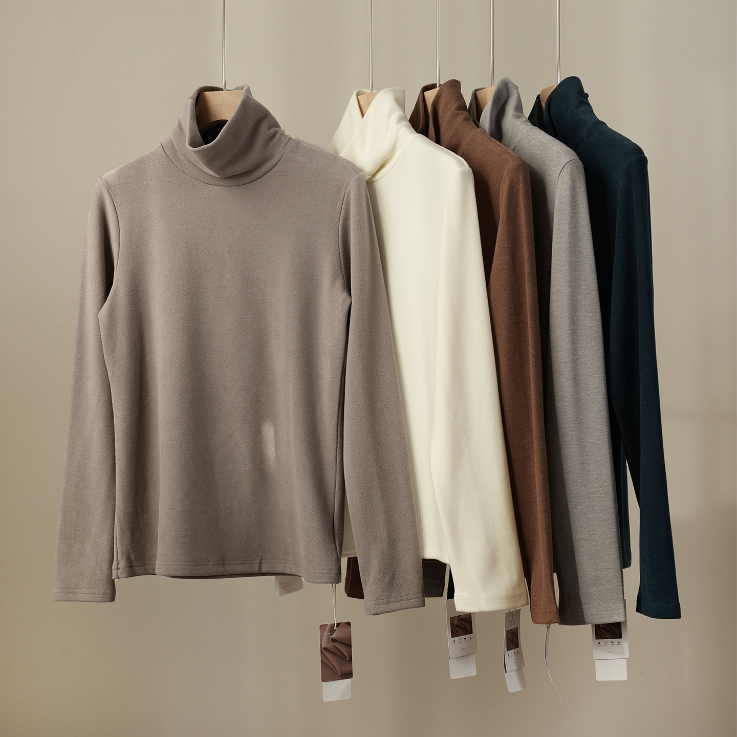 女士双面绒打底衫高领长袖T恤