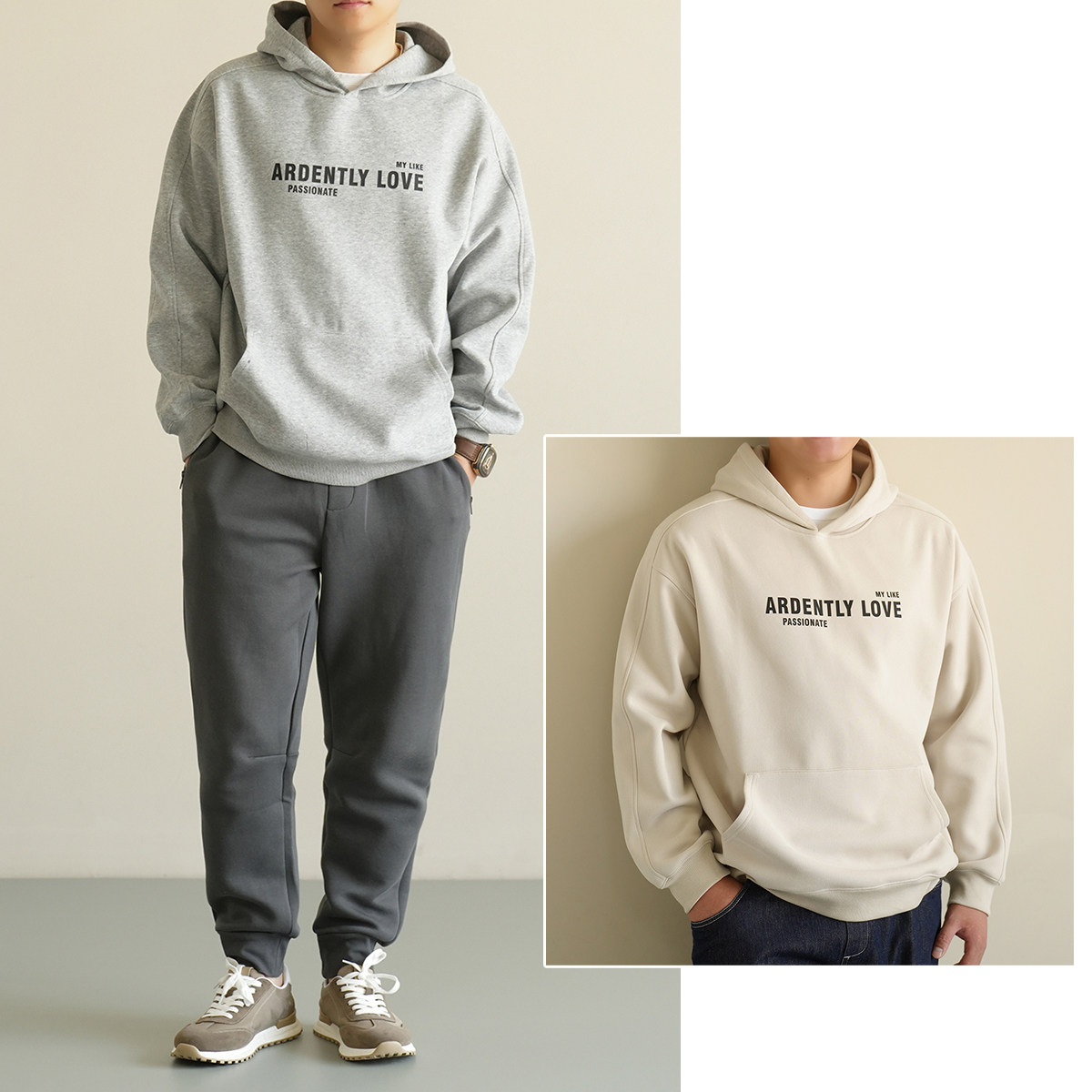 初高中生大童可穿 男士字母连帽卫衣 宽松套头帽衫春秋款男装