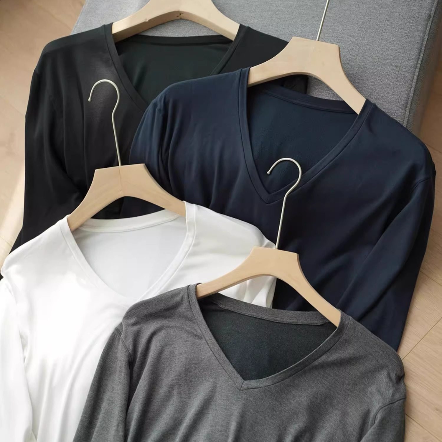 男士舒绒磨毛打底衫长袖保暖