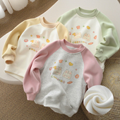 插肩袖 秋冬款 保暖套头衫 女童卫衣 中小童 A类儿童加绒圆领卫衣