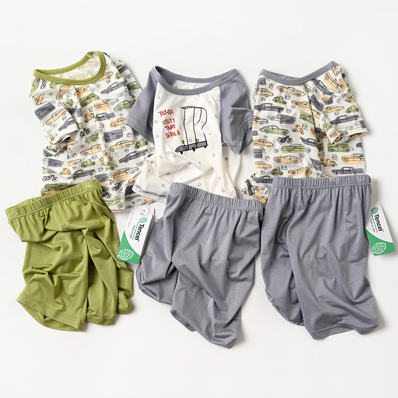 兰精莫代尔 儿童木纤维内衣套装 男童短袖 七分裤 中大童 夏款,童装/婴儿装/亲子装,套装,淘宝优惠券,粉丝福利购,淘宝优惠卷