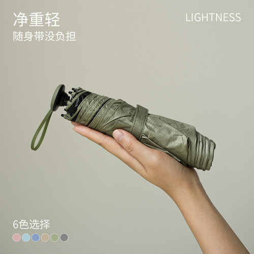 三折六骨碳纤维chao轻黑胶防晒伞