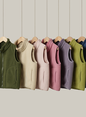 A类 180青少年 450G儿童摇舒绒加厚纯色立领马甲 男童女童 秋冬款