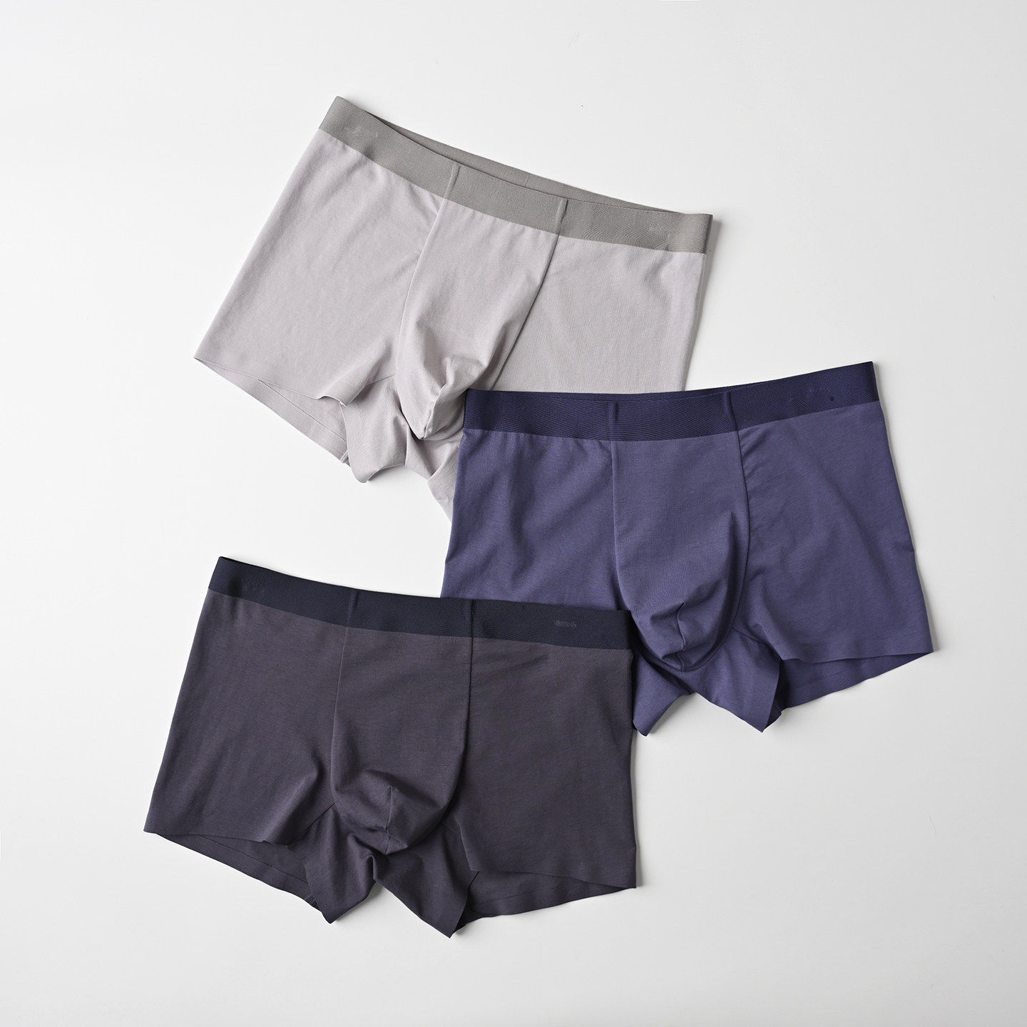 男士平角内裤 80支精梳棉抑菌双层蚕丝底裆 纯色底裤 四季款