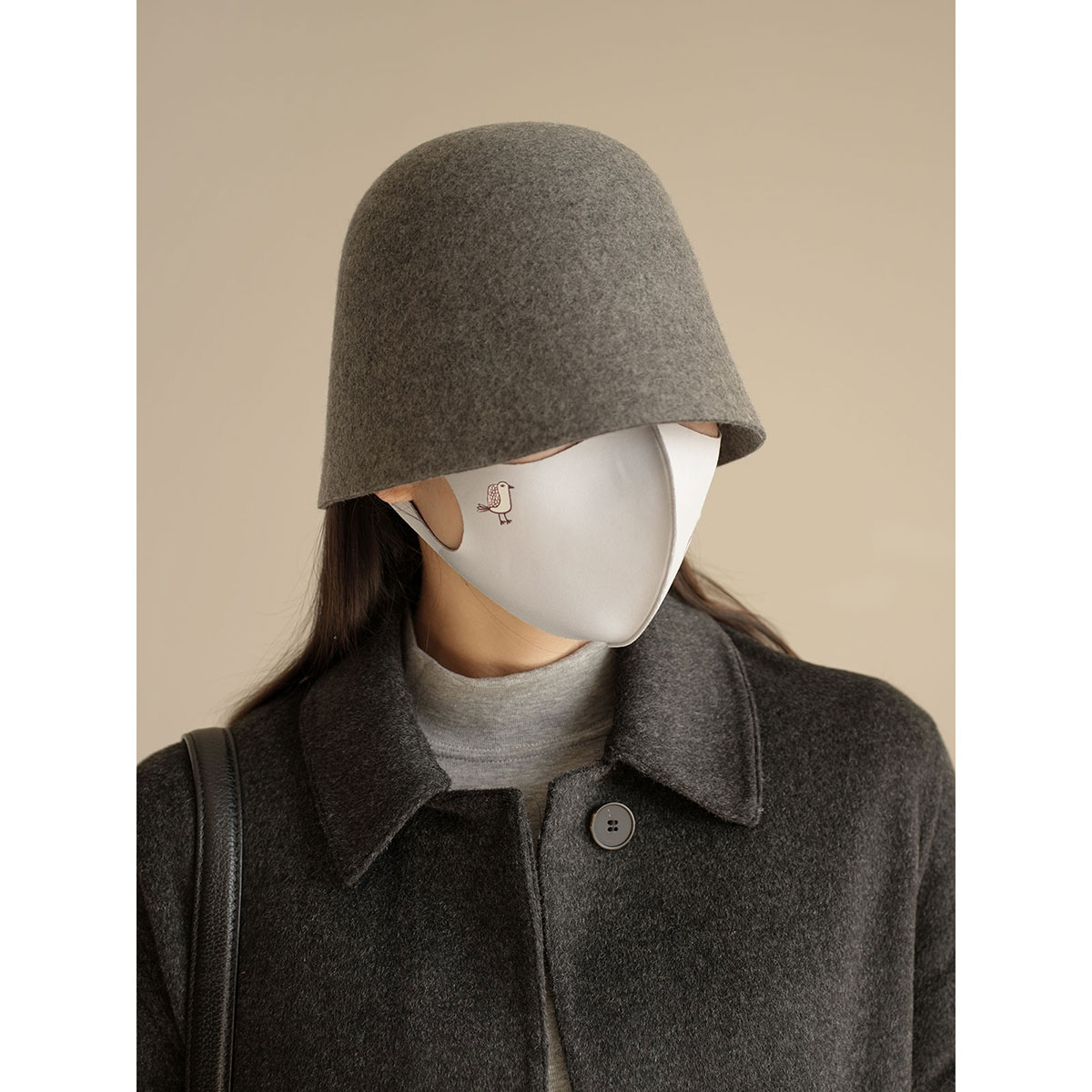 水桶帽气质素颜帽全羊毛秋冬