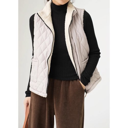 女士立领羊羔绒马甲保暖坎肩外套