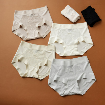 女士内裤 80支莫代尔蕾丝无痕边中腰内裤  7A抑菌底裆三角裤头