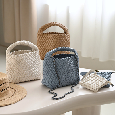 手工编织女士小羊皮链条包