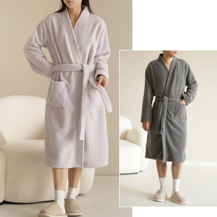 厚实保暖秋冬新款 320g情侣款 浴袍家居服 双面绒中长款 斜襟睡袍