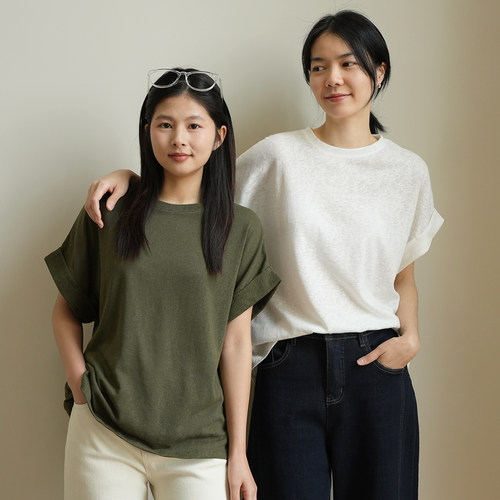 澳棉+雨露麻女士薄款飞机袖T恤