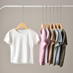 夏装 艾草纤维系列 男童女童薄款 T恤 山东网店 儿童纯色短袖