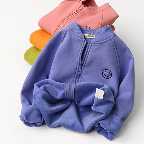 儿童加绒保暖开衫外套棒球服外搭