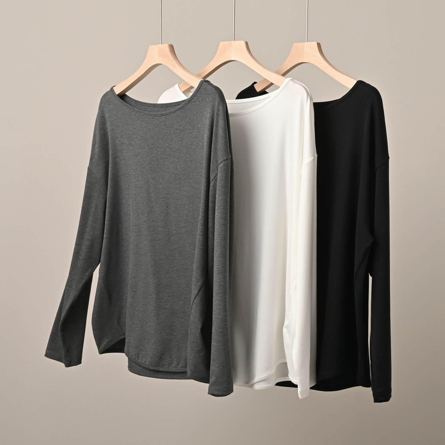 减龄斜肩长袖T恤莱赛尔罩衣