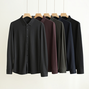 含山羊绒商务通勤衬衣 衬衫 纯色上衣 春秋冬款 男士 男装 翻领长袖