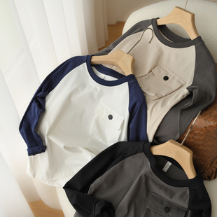 170码大童 儿童纯棉长袖打底衫 男童女童全棉T恤学生上衣春秋童装